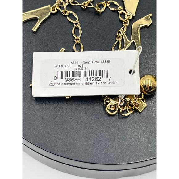 Kate Spade New York "Shoe In" Black Pink Shoe Heel‎ Glitter Charm Bracelet New - Picture 5 of 8